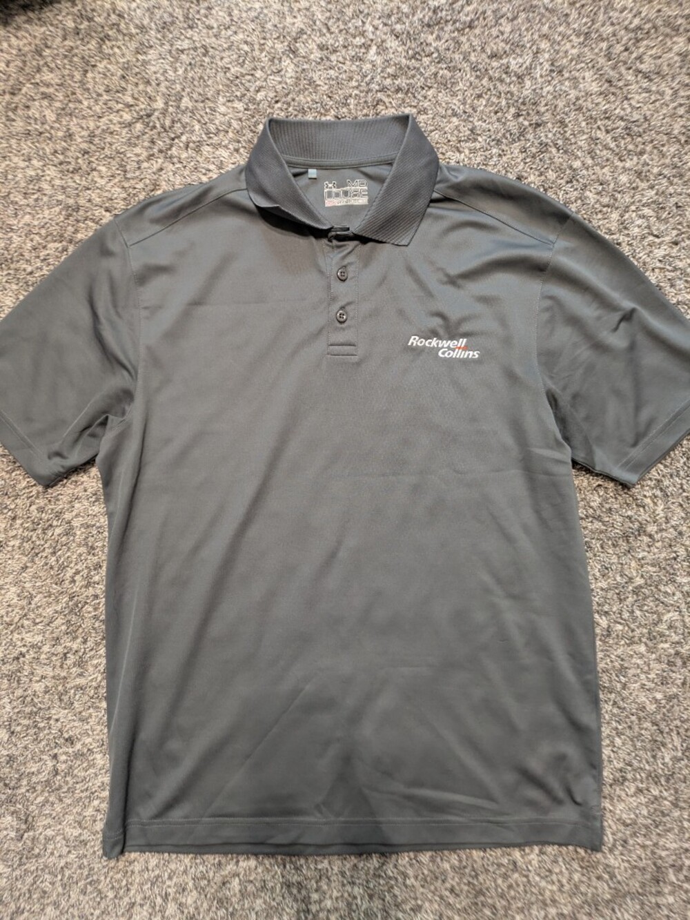 Under Armour Men's Black Polo Shirt with Rockwell Collins Logo